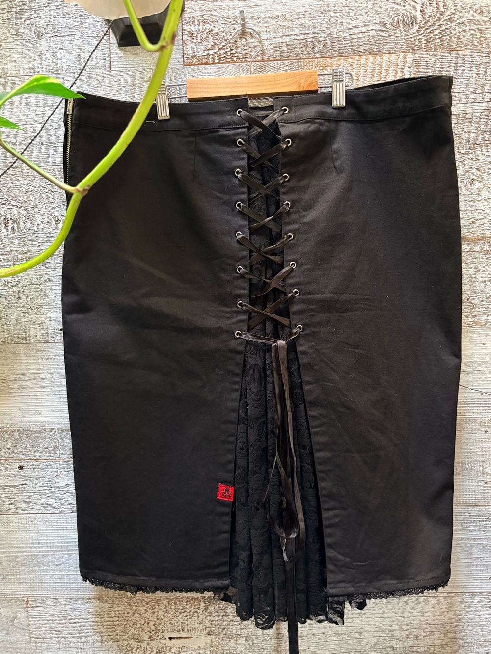 Tripp NYC | Black Lace-Back Corset Whimsigoth Punk Vampy Lacy Pencil Skirt - 22